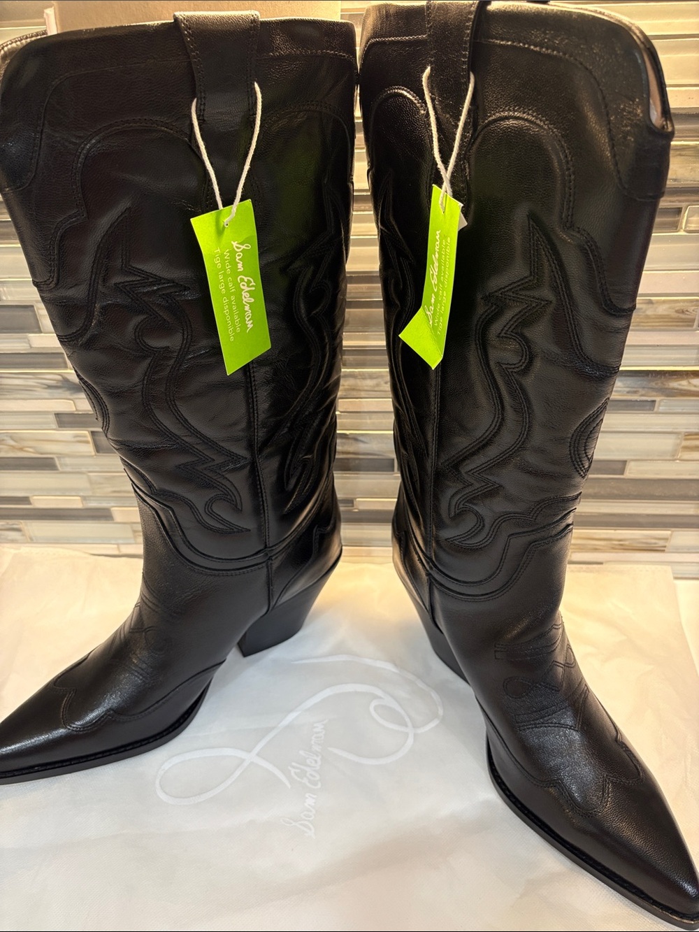 Black James Leather pointed toe Western Boots - Picture 2 of 6